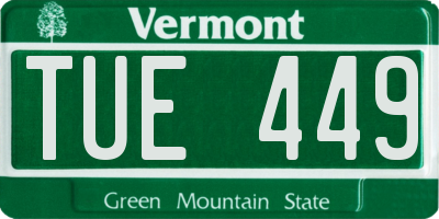 VT license plate TUE449
