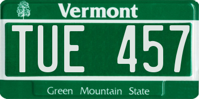 VT license plate TUE457