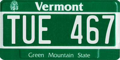VT license plate TUE467