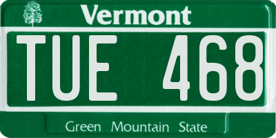 VT license plate TUE468