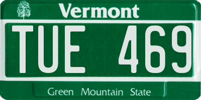 VT license plate TUE469
