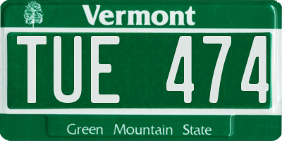 VT license plate TUE474