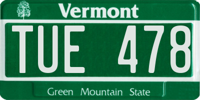 VT license plate TUE478
