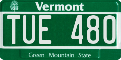 VT license plate TUE480