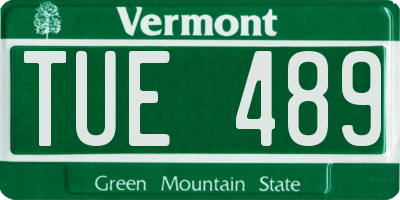 VT license plate TUE489