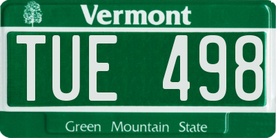 VT license plate TUE498