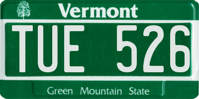 VT license plate TUE526