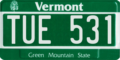VT license plate TUE531