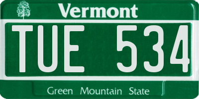 VT license plate TUE534