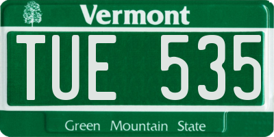 VT license plate TUE535