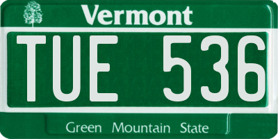 VT license plate TUE536