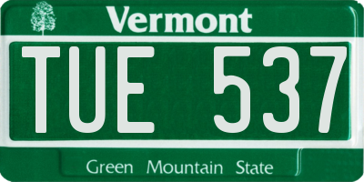 VT license plate TUE537