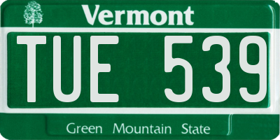 VT license plate TUE539