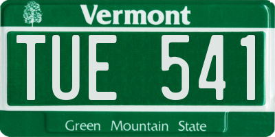 VT license plate TUE541