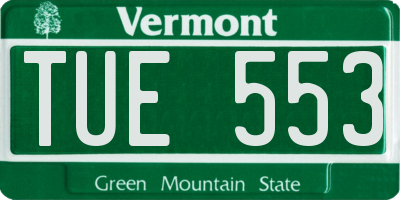 VT license plate TUE553