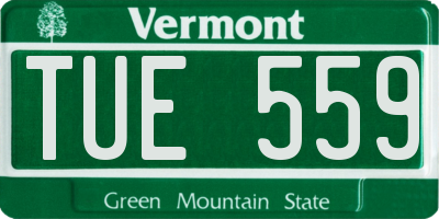 VT license plate TUE559