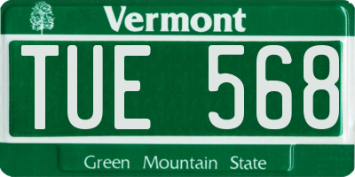 VT license plate TUE568