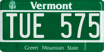 VT license plate TUE575