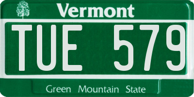 VT license plate TUE579