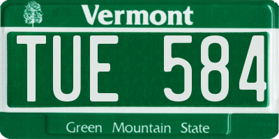 VT license plate TUE584