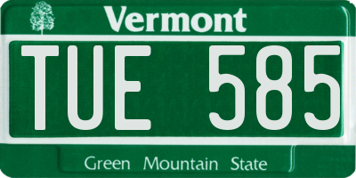 VT license plate TUE585