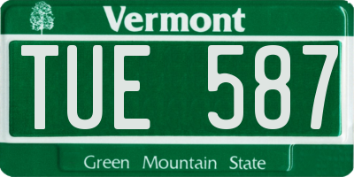 VT license plate TUE587
