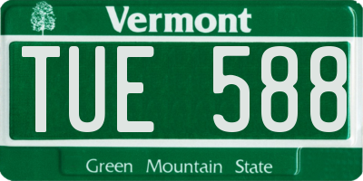 VT license plate TUE588