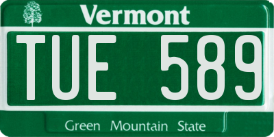 VT license plate TUE589