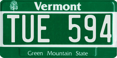 VT license plate TUE594