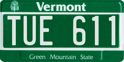 VT license plate TUE611