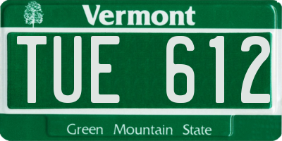 VT license plate TUE612