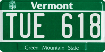 VT license plate TUE618