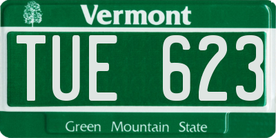 VT license plate TUE623