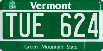 VT license plate TUE624