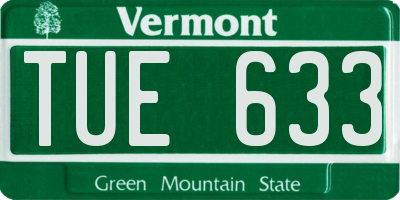 VT license plate TUE633