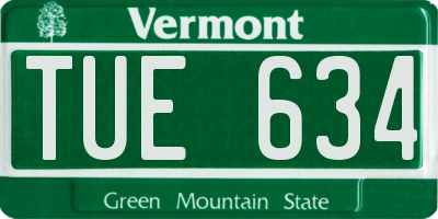 VT license plate TUE634