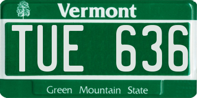 VT license plate TUE636