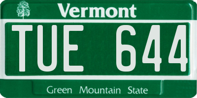 VT license plate TUE644