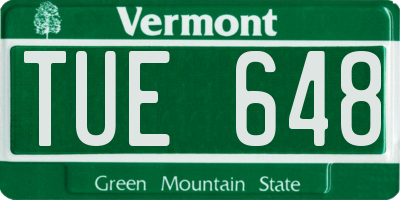 VT license plate TUE648