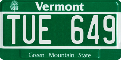 VT license plate TUE649