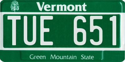 VT license plate TUE651