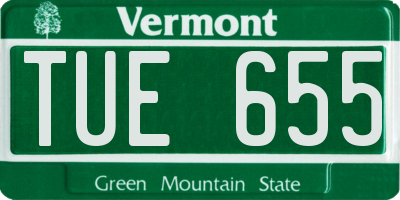 VT license plate TUE655
