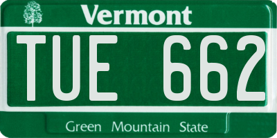 VT license plate TUE662