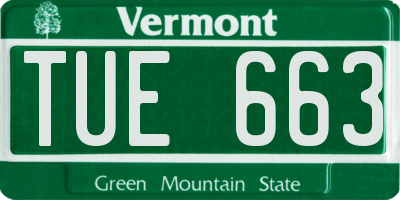 VT license plate TUE663