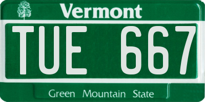 VT license plate TUE667