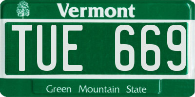 VT license plate TUE669