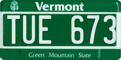 VT license plate TUE673