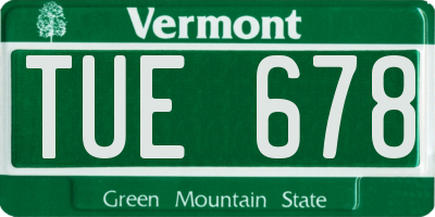 VT license plate TUE678