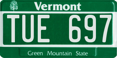 VT license plate TUE697