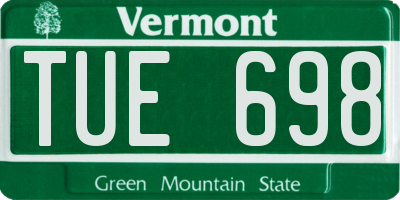 VT license plate TUE698